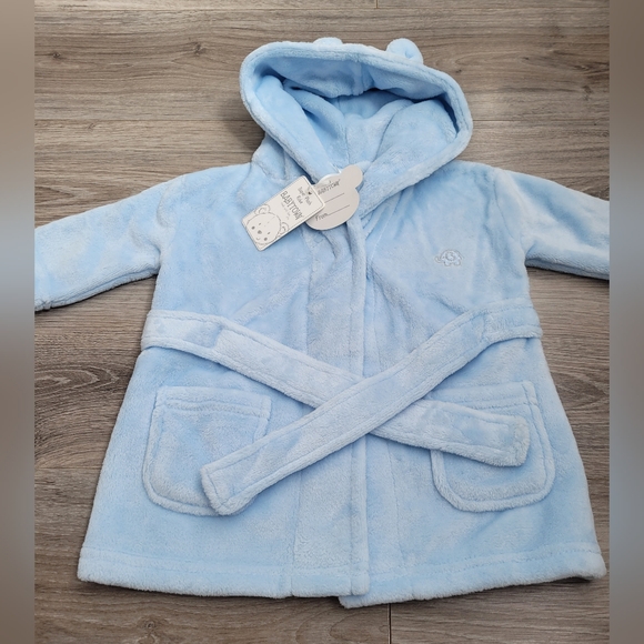 Baby Boys & Girls Unisex Dressing Gown Soft Plush Flannel Fleece Hooded Bath Rob - Picture 2 of 7